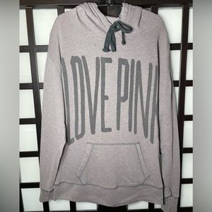 LOVE PINK GRAY HOODIE | Extra Small